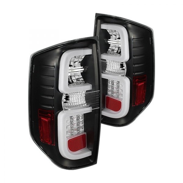 Spyder® - Black Fiber Optic LED Tail Lights, Toyota Tundra