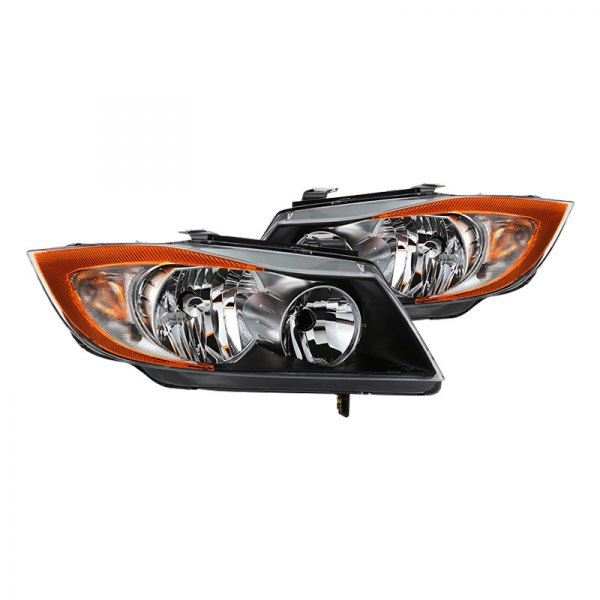 Spyder® - Driver and Passenger Side Black/Chrome Factory Style Headlights, BMW 3-Series