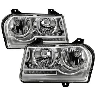 Spyder® - Driver and Passenger Side Chrome LED Light Tube Headlights