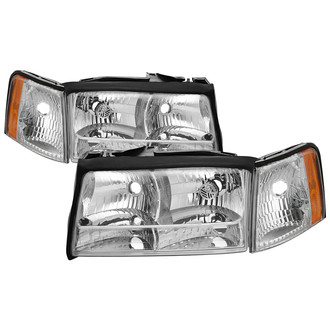 Spyder® - Driver and Passenger Side Chrome Factory Style Headlights with Turn Signal/Corner Lights