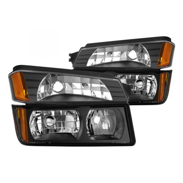 Spyder® - Black Factory Style Headlights with Bumper Lights, Chevy Avalanche