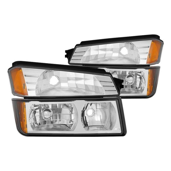 Spyder® - Chrome Euro Headlights with Bumper Lights, Chevy Avalanche