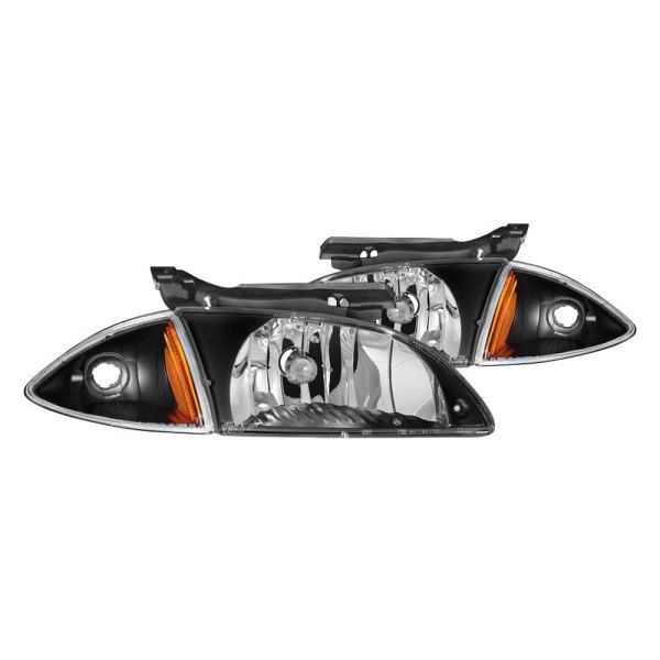 Spyder® - Black Euro Headlights with Corner Lights, Chevy Cavalier