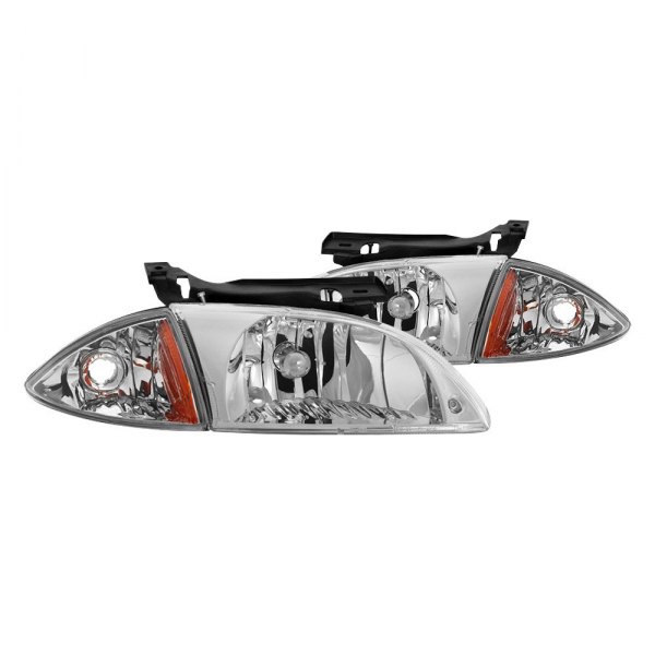 Spyder® - Chrome Euro Headlights with Corner Lights, Chevy Cavalier
