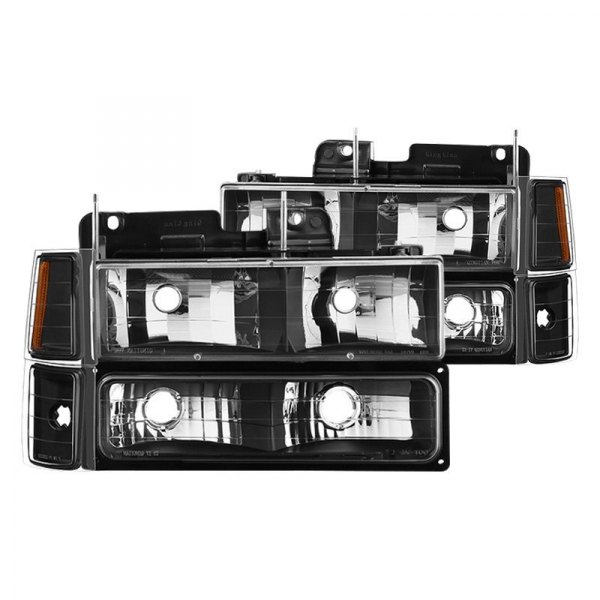 Spyder® - Black Euro Headlights with Turn Signal/Parking and Corner Lights