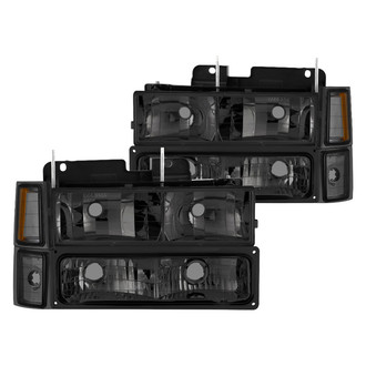 Spyder® - Driver and Passenger Side Chrome/Smoke Euro Headlights with Turn Signal/Parking and Corner Lights