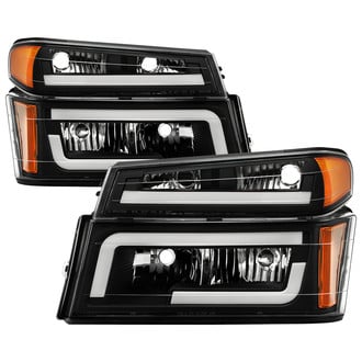 Spyder® - Driver and Passenger Side Black LED Light Tube Euro Headlights