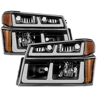Spyder® - Driver and Passenger Side Black LED Light Tube Headlights
