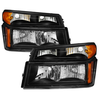 Spyder® - Driver and Passenger Side Black Factory Style Headlights with Turn Signal/Parking Lights