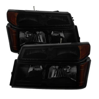 Spyder® - Driver and Passenger Side Black/Smoke Euro Headlights with Bumper Lights