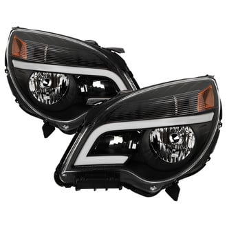 Spyder® - Driver and Passenger Side Black LED Light Tube Euro Headlights