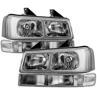 Spyder® - Driver and Passenger Side Chrome Factory Style Headlights with Turn Signal/Parking Lights