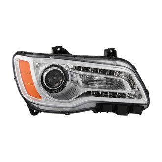 Spyder® - Passenger Side Chrome Factory Style Projector Headlight with LED DRL