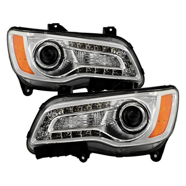 Spyder® - Driver and Passenger Side Chrome Factory Style Projector Headlights with LED DRL