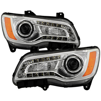 Spyder® - Driver and Passenger Side Chrome Factory Style Projector Headlights with LED DRL