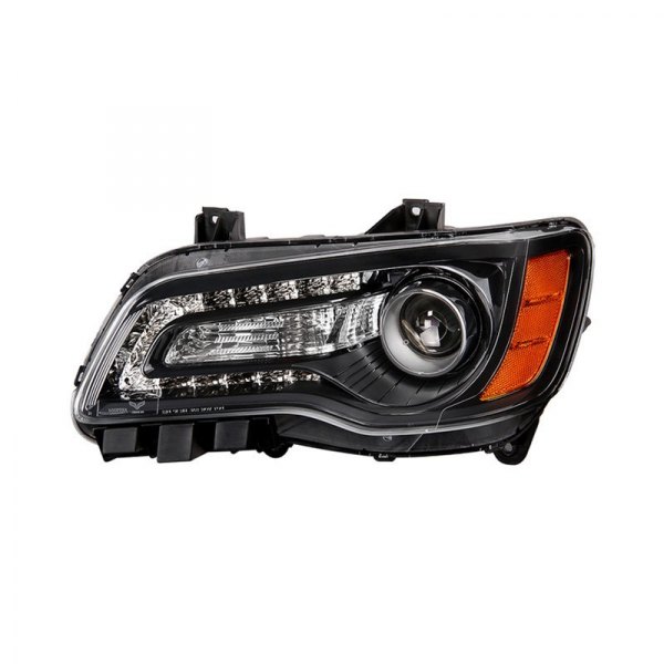 Spyder® - Driver Side Black Projector Headlight with LED DRL, Chrysler 300