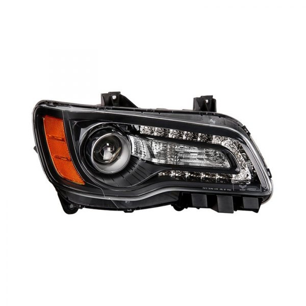 Spyder® - Passenger Side Black Projector Headlight with LED DRL, Chrysler 300
