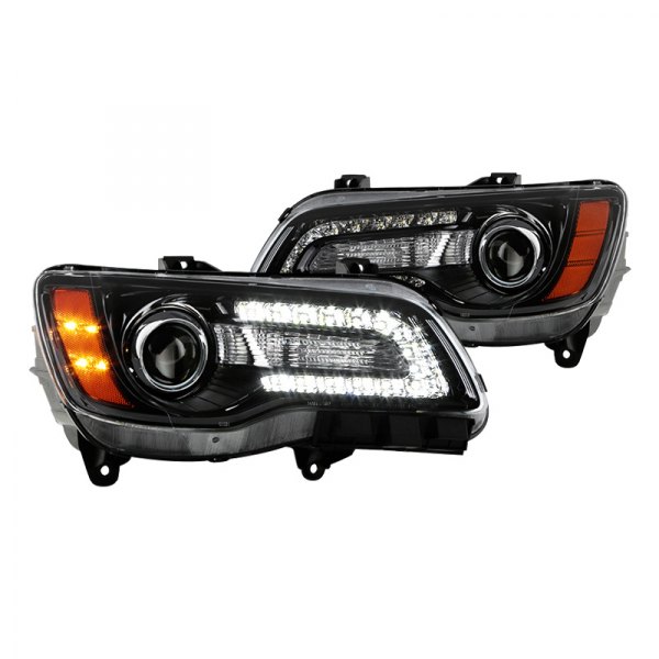 Spyder® - Driver and Passenger Side Black Projector Headlights with LED DRL, Chrysler 300
