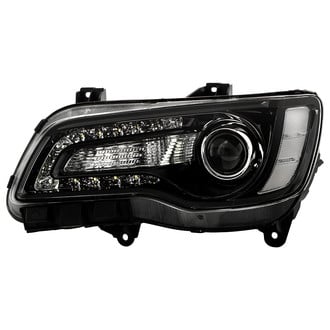Spyder® - Driver Side Black Factory Style Projector Headlight with LED DRL