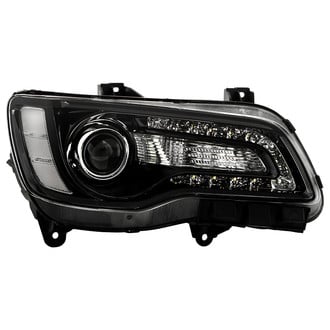 Spyder® - Passenger Side Black Factory Style Projector Headlight with LED DRL