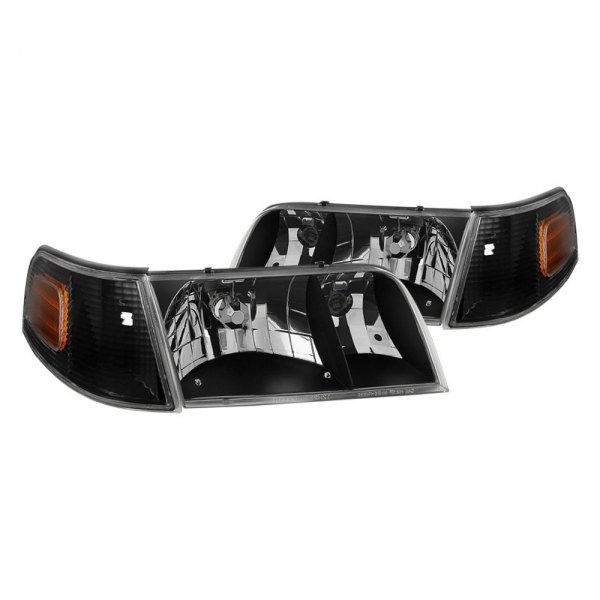 Spyder® - Black Euro Headlights with Corner Lights, Ford Crown Victoria