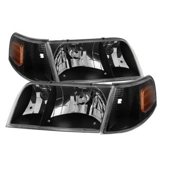 Spyder® - Driver and Passenger Side Black Euro Headlights with Corner Lights
