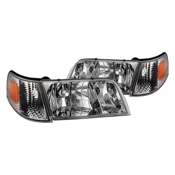 Spyder® - Chrome Euro Headlights with Corner Lights, Ford Crown Victoria