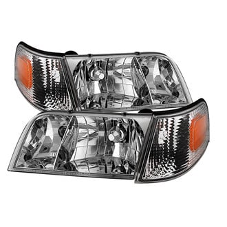 Spyder® - Driver and Passenger Side Chrome Euro Headlights with Corner Lights