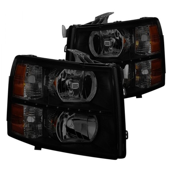 Spyder® - Black/Smoke Euro Headlights with Parking LEDs, Chevy Silverado