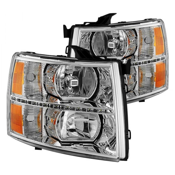 Spyder® - Chrome Euro Headlights with Parking LEDs, Chevy Silverado