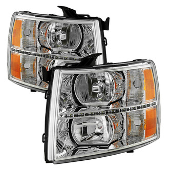 Spyder® - Driver and Passenger Side Chrome Euro Headlights with Parking LEDs