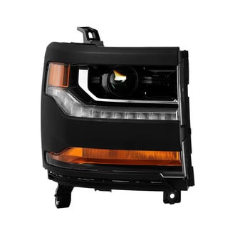 Spyder® - Passenger Side Black Factory Style Projector Headlight with LED DRL