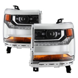 Spyder® - Driver and Passenger Side Black Factory Style Projector Headlights with LED DRL