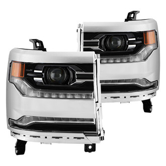 Spyder® - Driver and Passenger Side Black/Chrome Factory Style Projector LED Headlights with DRL