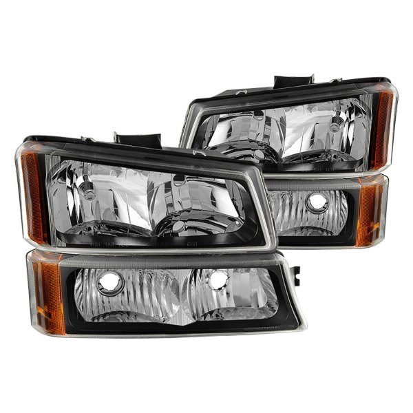 Spyder® - Black Euro Headlights with Turn Signal/Parking Lights, Chevy Silverado
