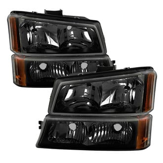 Spyder® - Driver and Passenger Side Black/Smoke Euro Headlights with Turn Signal/Parking Lights
