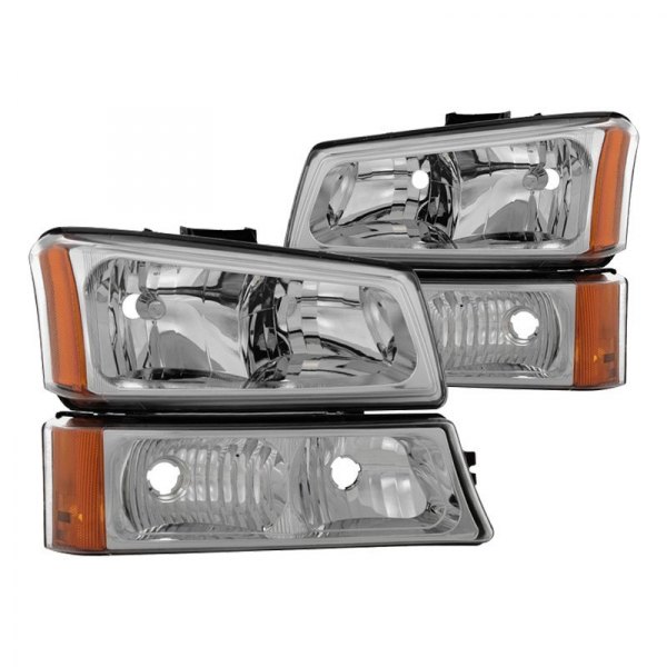 Spyder® - Chrome Euro Headlights with Turn Signal/Parking Lights, Chevy Silverado