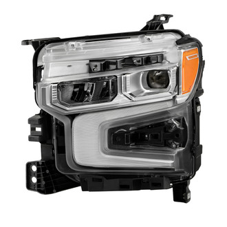 Spyder® - Driver Side Chrome Factory Style Projector LED Headlight with Amber DRL