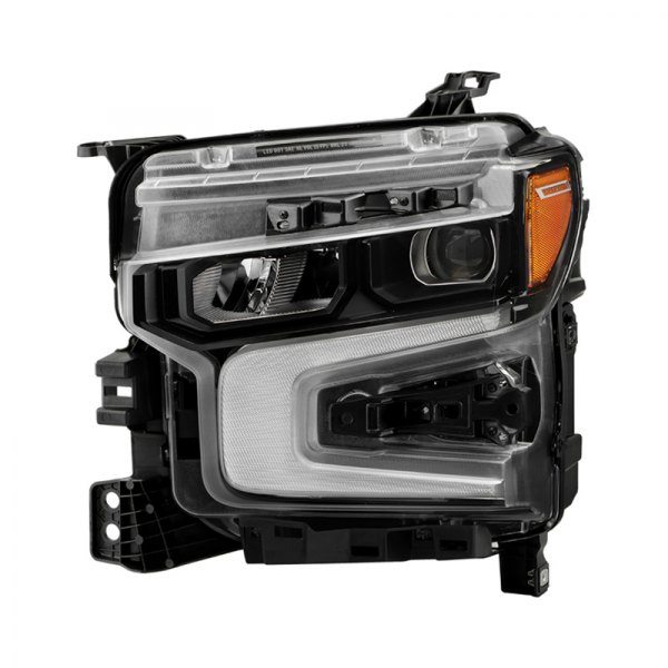 Spyder® - Driver Side Black Factory Style Projector LED Headlight with Amber DRL