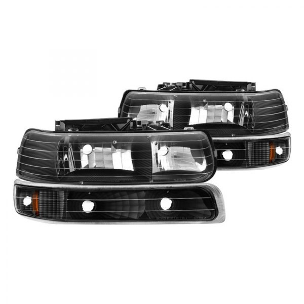 Spyder® - Black Euro Headlights with Amber Bumper Lights