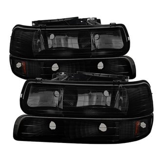 Spyder® - Driver and Passenger Side Black/Smoke Euro Headlights with Bumper Lights