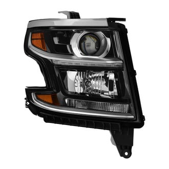 Spyder® - Passenger Side Black Factory Style Projector Headlight with LED DRL