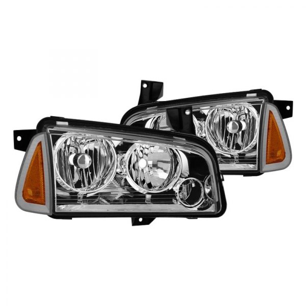 Spyder® - Chrome Factory Style Headlights with Corner Lights, Dodge Charger