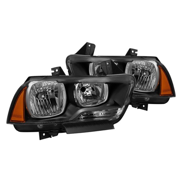 Spyder® - Black Factory Style Headlights, Dodge Charger