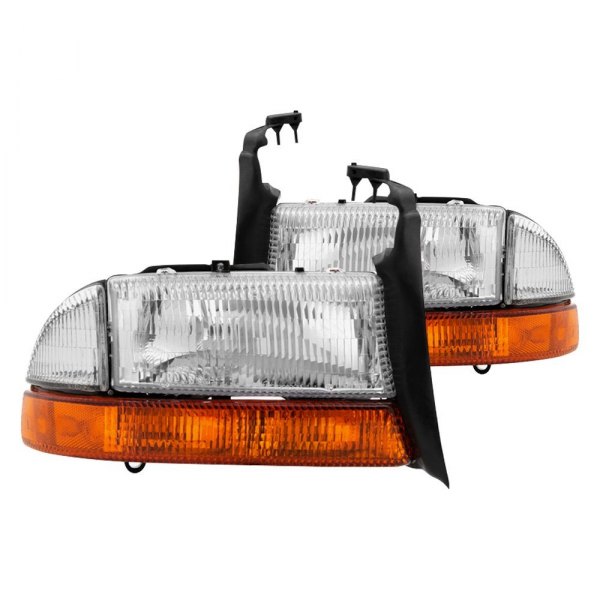 Spyder® - Chrome Factory Style Headlights with Amber Bumper Signal Lights