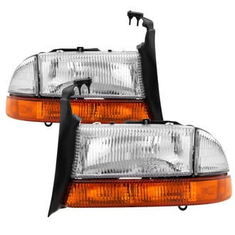 Spyder® - Driver and Passenger Side Chrome Factory Style Headlights with Turn Signal/Parking Lights