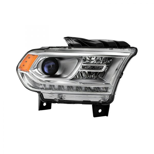 Spyder® - Passenger Side Chrome Factory Style Projector Headlight with LED DRL, Dodge Durango