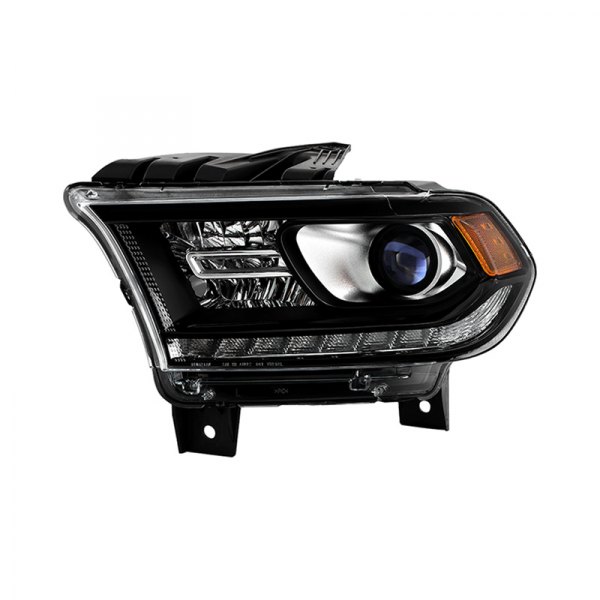 Spyder® - Driver Side Black Factory Style Projector Headlights with LED DRL, Dodge Durango