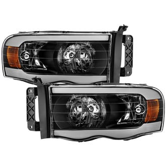 Spyder® - Driver and Passenger Side Black Euro Headlights with Sequential LED Turn Signal