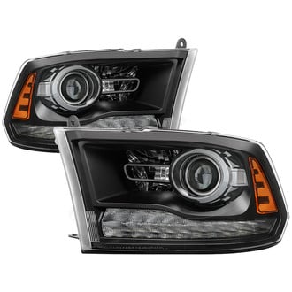 Spyder® HD-JH-DR13-OE-BK - Driver and Passenger Side Black Factory Style Projector Headlights with LED DRL and Turn Signal